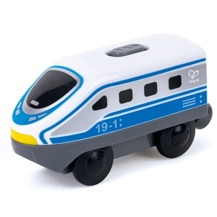 Междуградски локомотив с батерия, 12 x 4 x 5 см Син, Hape