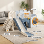 Детски игрален център кораб с пързалка и тунел син, Feelkids - Image 3