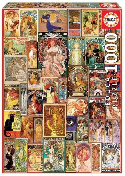 Пъзел Плакат колаж Art Nouveau 1000 части, Educa