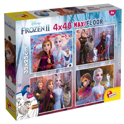 Двулицеви пъзели Frozen, 4 х 48 части, Lisciani
