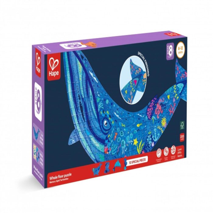 Пъзел за под, Hape, Кит, 200 части Пъзел за под Кит 200 части, Hape