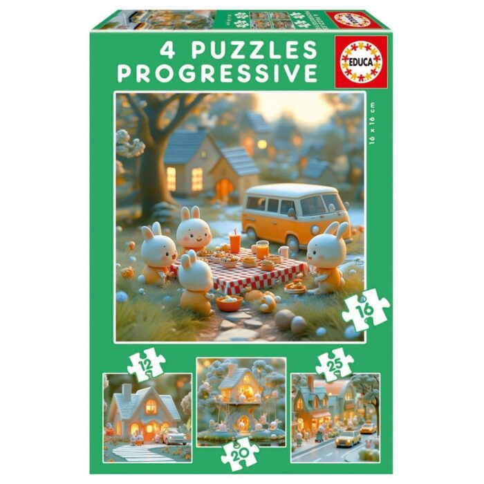 progresiven-pazel-educa-gradat-na-zajcetata-12-16-20-25-image_6801015269b2d Прогресивен пъзел Градът на зайчетата 4 в 1, Educa