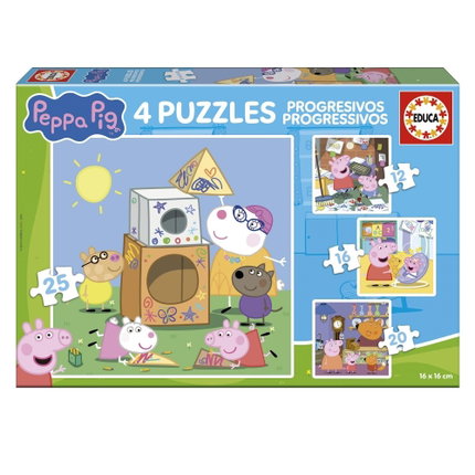 Прогресивен пъзел Peppa Pig 4 в 1 12-16-20-25 части, Educa