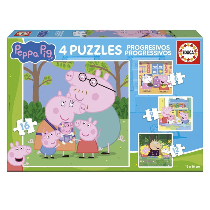 progresiven-pazel-educa-peppa-pig-4-v-1-6-9-12-16-casti-6a08ffbc318a9 Прогресивен пъзел Peppa Pig 4 в 1 6-9-12-16 части, Educa