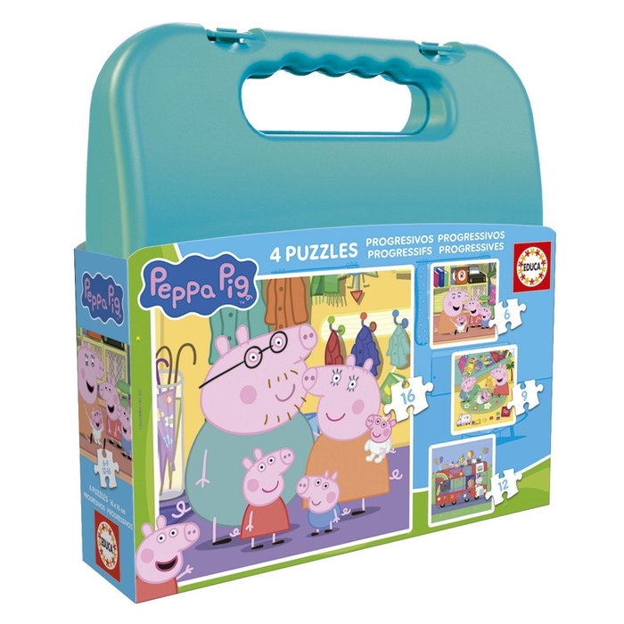progresiven-pazel-v-kufar-educa-peppa-pig-4-v-1-6-9-12-16-casti-6a08ff0a7f6a0 Прогресивен пъзел в куфар Peppa Pig 4 в 1 6-16 части Educa