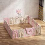 Сгъваема бебешка ограда 2 в 1 розово мече, Feelkids - Image 3