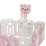 Сгъваема бебешка ограда 2 в 1 розово мече, Feelkids - Image 5