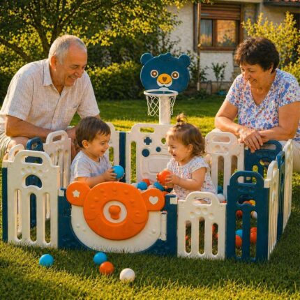 Сгъваема бебешка ограда 2 в 1 синьо мече, Feelkids