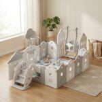 Сгъваема бебешка ограда с кош за игра 6 в 1, Feelkids - Image 4