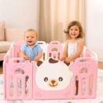 Сгъваема бебешка ограда Sunny Bear розово бяла, Feelkids