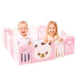 Сгъваема бебешка ограда Sunny Bear розово бяла, Feelkids - Image 2