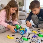 Момиче и момче сглобяват заедно STEM Конструктор Creator 10 в 1