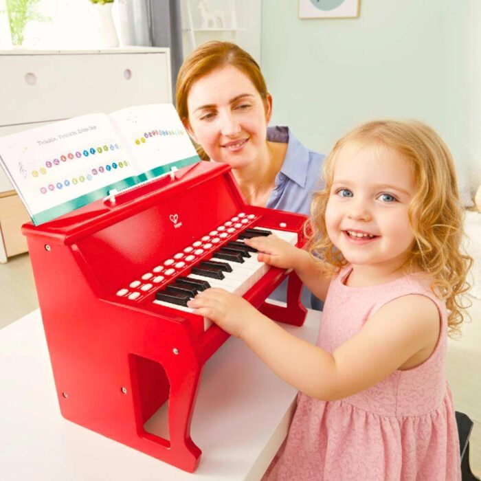 Светлинно дървено пиано червено, Hape Светлинно дървено пиано червено, Hape