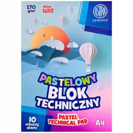 Технически блок с пастелни цветове А4, 10 листа, Astra