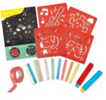 Рисуване с тебешири и шаблони 21 части, Hape