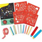 Рисуване с тебешири и шаблони 21 части, Hape