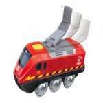 Енергиен влак с манивела и USB червен, Hape - Image 5