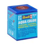 Акрилна боя Aqua Reddish Brown, мат, 18 мл, Revell: синьо бурканче с етикет на марката и червеникавокафяв кръг на капака с номер 37 и надпис „Ziegelrot“.