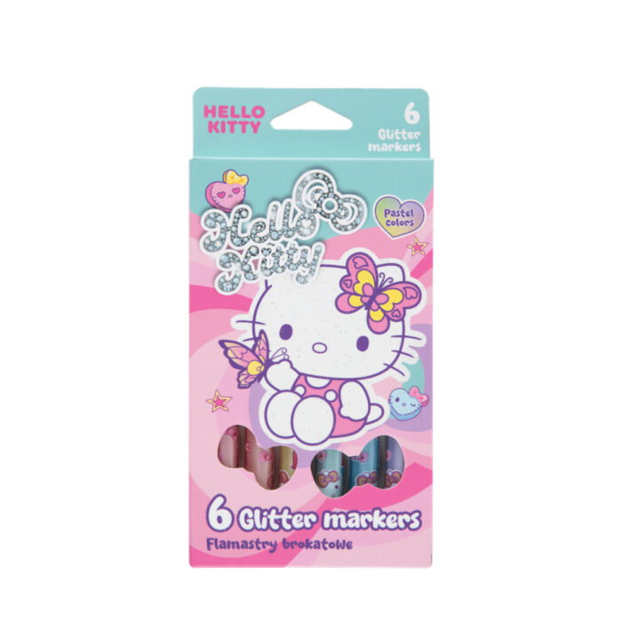 Брокатни флумастери Colorino Hello Kitty, Pastel, 6 цвята Брокатни флумастери Colorino Hello Kitty Pastel