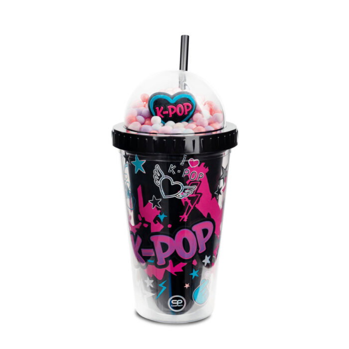 Чаша със сламка CoolPack K-POP Dark, 450 мл Чаша със сламка CoolPack K-POP Dark