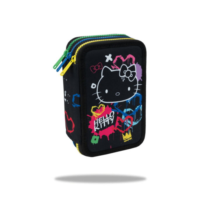 Ученически несесер CoolPack Jumper 3 Hello Kitty, Neon Black с пособия Ученически несесер CoolPack Jumper 3 Hello Kitty Neon Black с пособия