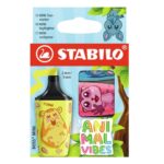 Комплект мини текст маркери, Stabilo, Boss Mini, Animal Vibes, 3 броя