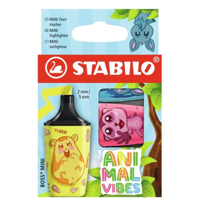 ST07_03-73 Комплект мини текст маркери, Stabilo, Boss Mini, Animal Vibes, 3 броя - Image 1