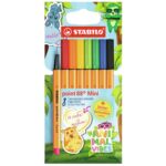 Комплект тънкописци, Stabilo, Point 88 Mini, Animal Vibes, 8 цвята