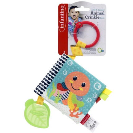 Бебешка книжка, Infantino, С шумолящи страници и гризалка, Животни
