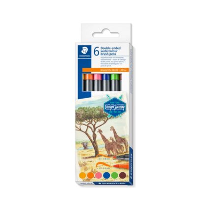 Акварелни флумастри Staedtler DJ, двувърхи, 6 цвята, Africa