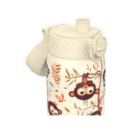 Бутилка за вода Ion8 Print, метална, 400мл, Monkeys