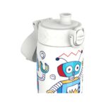 Бутилка за вода Ion8 Print, метална, 600мл, Роботи