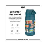 Бутилка за вода Ion8 Print, метална, 400мл, стикери