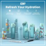 Бутилка за вода Ion8 Print, рец.пл, 350мл, Акули 2