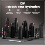 Бутилка за вода Ion8 SC, рециклирана пластмаса, 500мл, черен