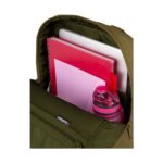 Ежедневна раница CoolPack Blis Olive отвътре, с тетрадки и бутилка