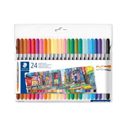 Флумастри Staedtler 3200, двувърхи, 20+4 цвята