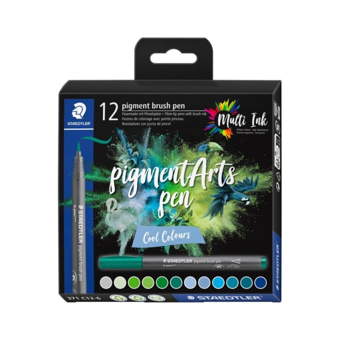 Флум. Staedtler Pigment Brush 371, 12 студени цветове Флум. Staedtler Pigment Brush 371, 12 студени цветове