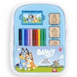 Творческа раница Bluey с 10 миещи се флумастера 4 печата и 30 стикера