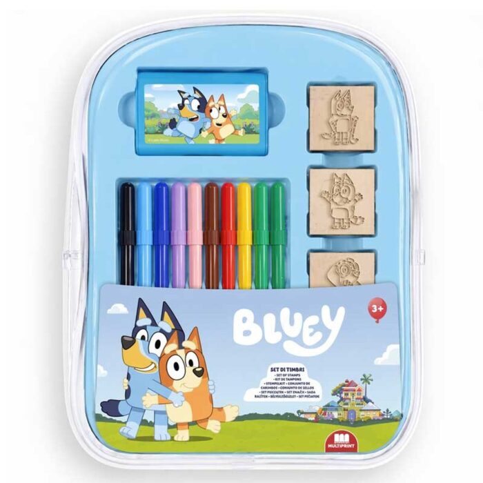 mp24120 Творческа раница Bluey с 10 миещи се флумастера 4 печата и 30 стикера