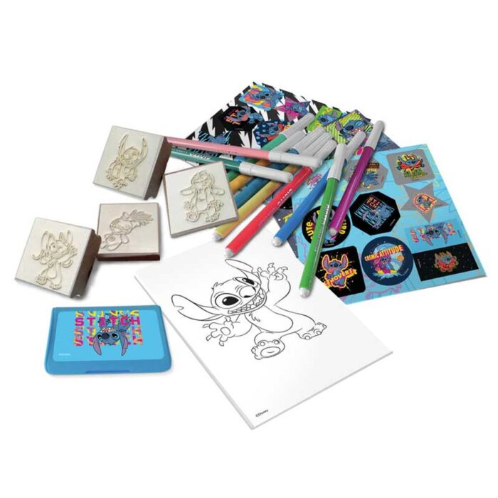 mp24134_1 Творческа раница Stitch с 10 миещи се флумастера 4 печата и 30 стикера