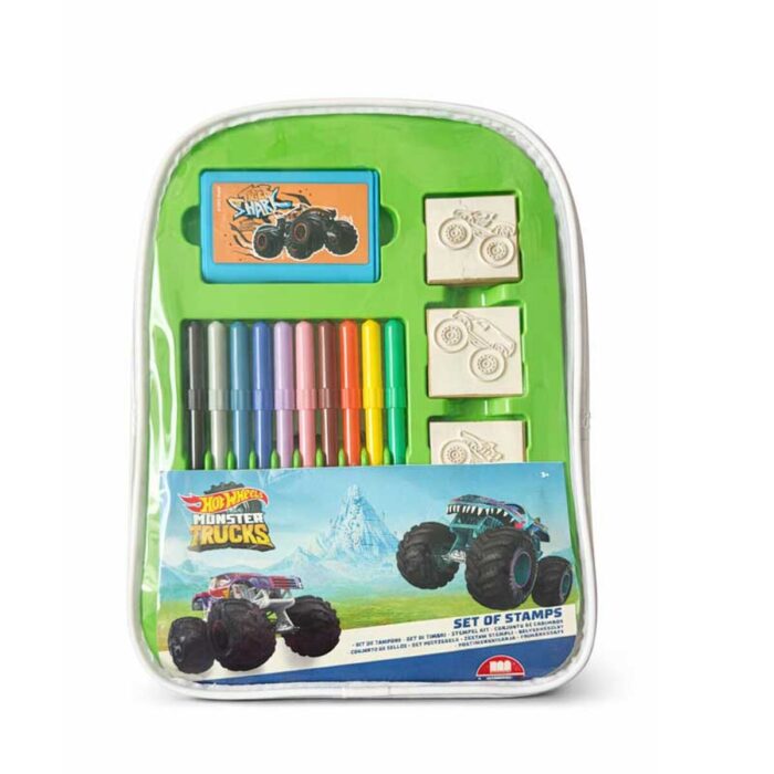 mp24143 Творческа раница Hot Wheels с 10 миещи се флумастера 4 печата и 30 стикера