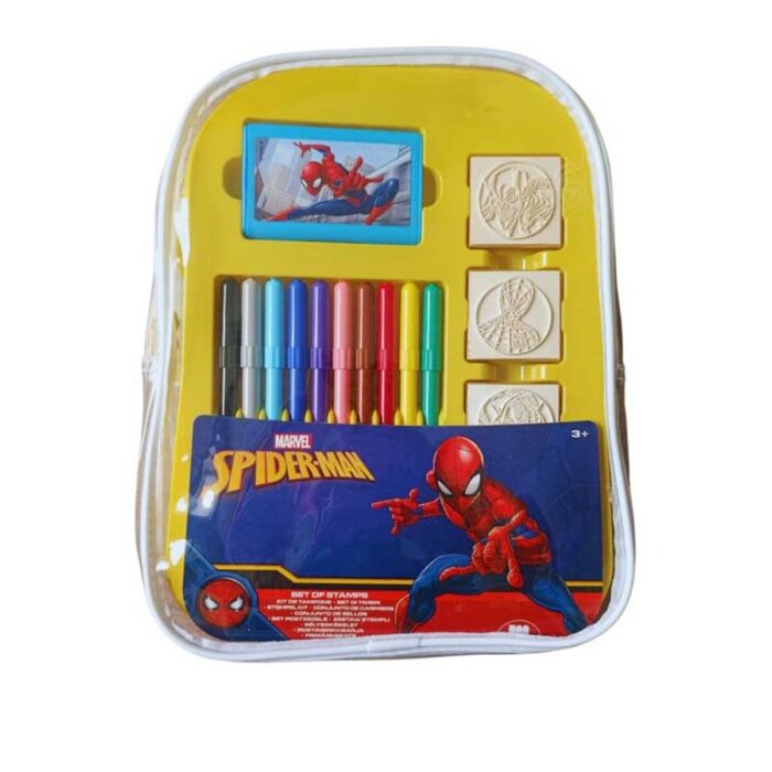 mp24817 Творческа раница Spiderman с 10 миещи се флумастера 4 печата и 30 стикера