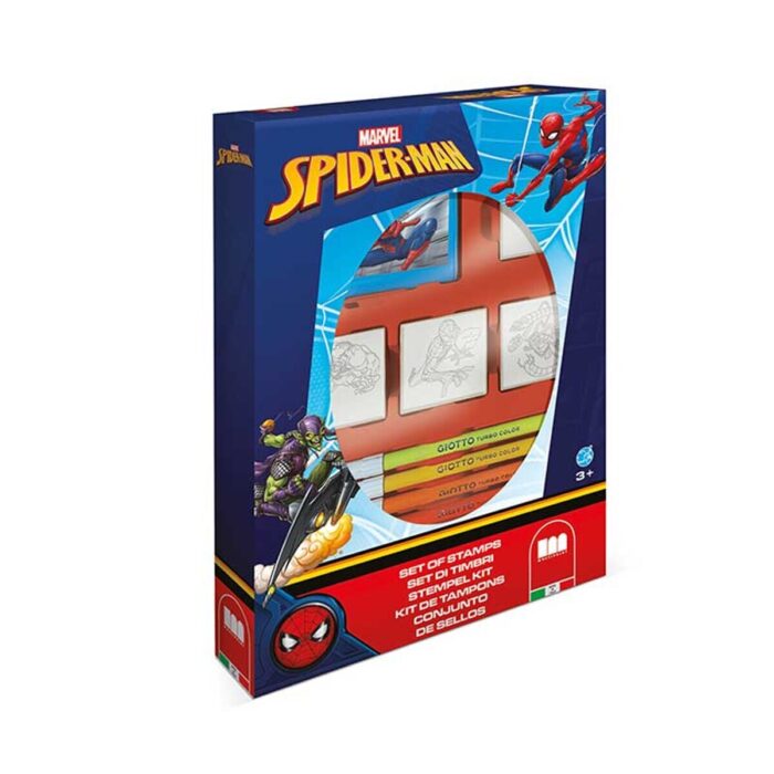 mp27817 Творчески комплект Spiderman със 7 цветни флумастера и 4 печата