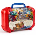 Арт куфарче Robots с 10 цветни молива 5 печата и пъзел стикери за декорация