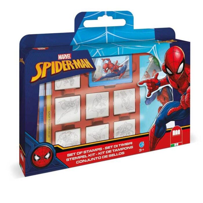 mp7817 Комплект за творчество Spiderman със 7 печата 3 флумастера и бележник за рисунки