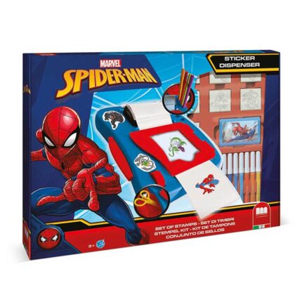 Комплект за създаване на стикери Spiderman с 12 флумастери, 50 стикери, 7 печата и книжка за оцветяване