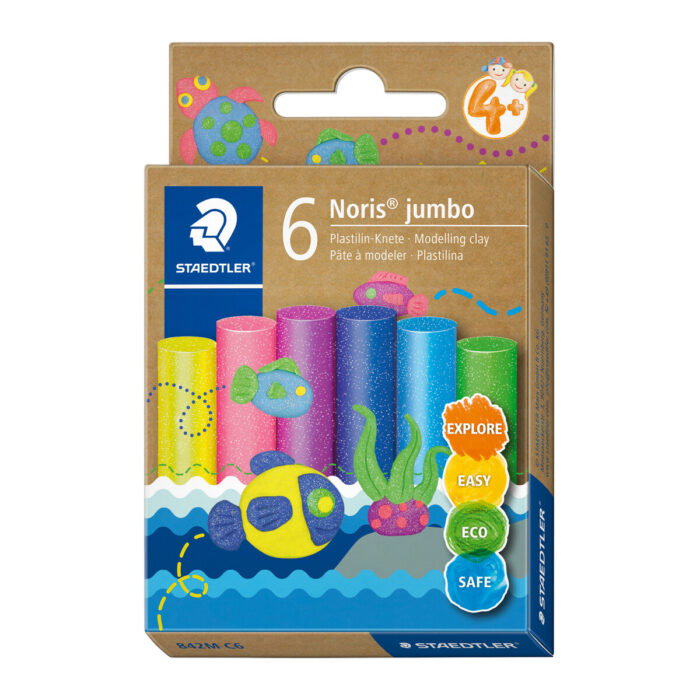 Пластилин Staedtler Noris Jumbo, 6 цвята, glitter Пластилин Staedtler Noris Jumbo, 6 цвята, glitter