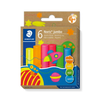 Пластилин Staedtler Noris Jumbo, 6 цвята, неон