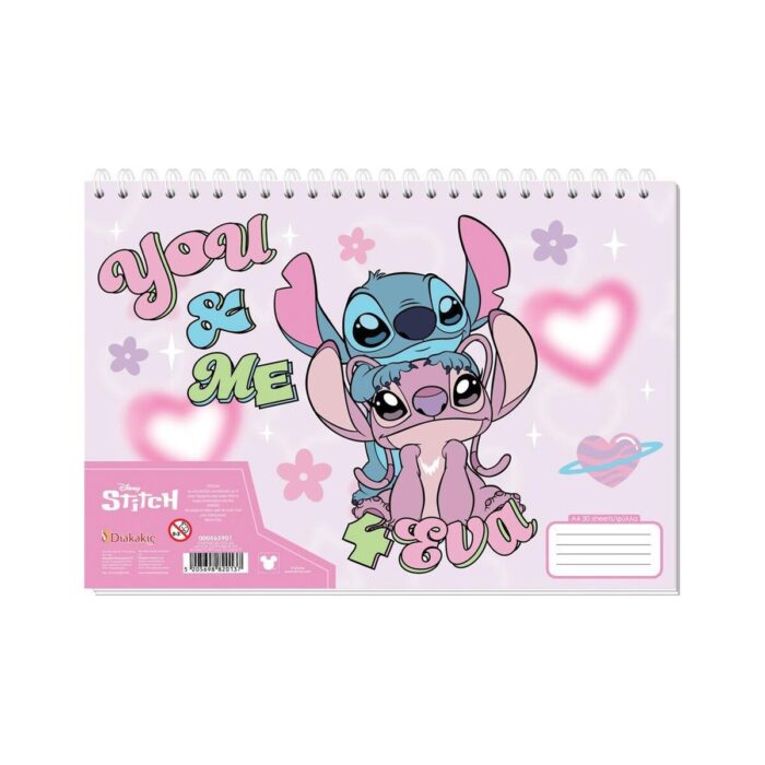 Скицник със спирала А4, 30 листа, Stitch & Angel Скицник със спирала А4, 30 листа, Stitch & Angel